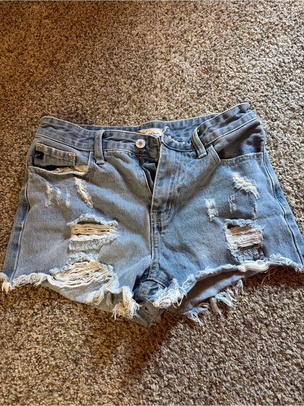 KANCANLight Blue Distressed Denim Shorts - Women